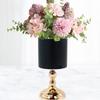 New Design Gold Black Cylinder Flower Vase Metal Flower Stand Table Centerpieces for Wedding Decoration