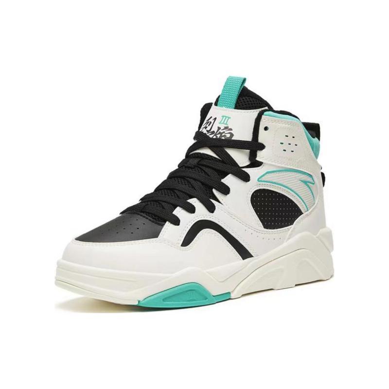 Anta Lieyan3.0 Slip Resistant Cushioning Abrasion Resistant Mid top Skateboard Shoes Men's White Blue Sneakers 112248088-11