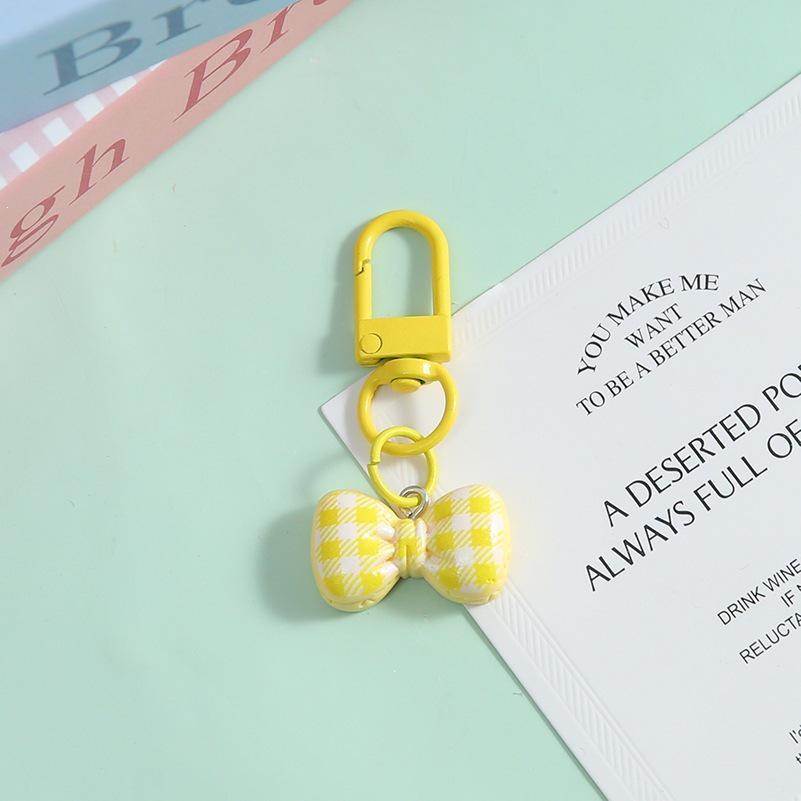 Colorful Striped Bow Keyring Pendant for Bags
