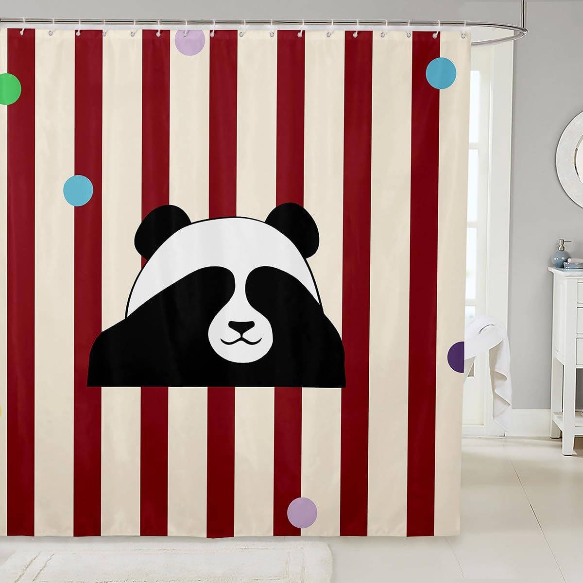 

Cartoon Cat Skier Shower Curtain Hand Drawn Style Cute Animal Bathroom Curtain For Kids Boys Girls Teens Winter White Snow W60H190(CM)-1 Pcs
