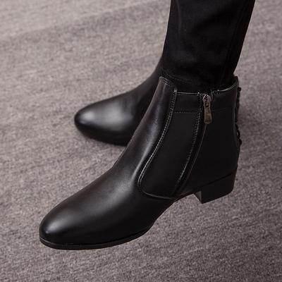 Stylish Retro Men's Large Size Leather Shoes with Side Zipper