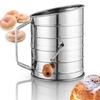 Stainless Steel Sifter with Measuring Scale Handheld Semi-Automatic Flour Sieve Cup Sugar Mesh Sieve Baking Sieve Strainer