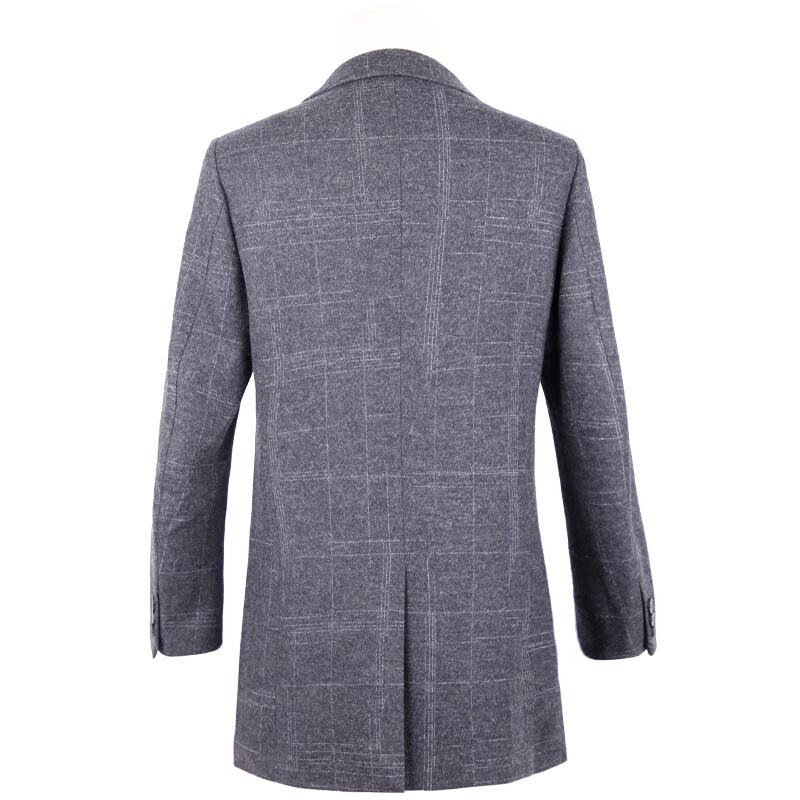 Caizi Men's Mid-Length Plaid Wool Blend Overcoat