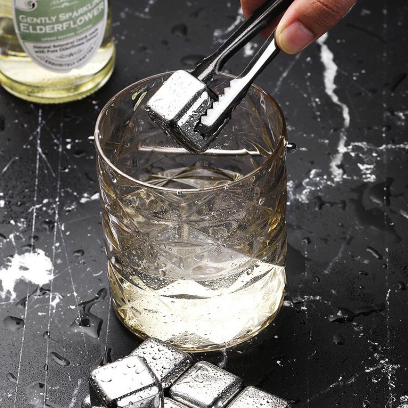 304 Stainless Steel Ice Cubes Metal Ice Pellets with Clips Quick-Freezing Ice Crystals Ideal for Whiskey Red Wine Beverages