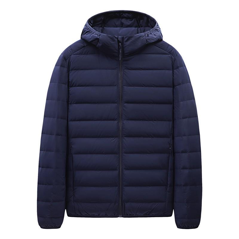 Giacca Piumino Corta Leggera da Uomo con Cappuccio 90% Piuma d'Anatra Bianca Caldo Cappotto Invernale Stile Urbano