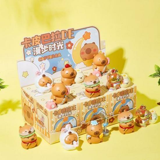 Capybara Stroll Time Blind Box Toy Figurine - Emotion Healing Desktop Ornament & Kids' Gift.