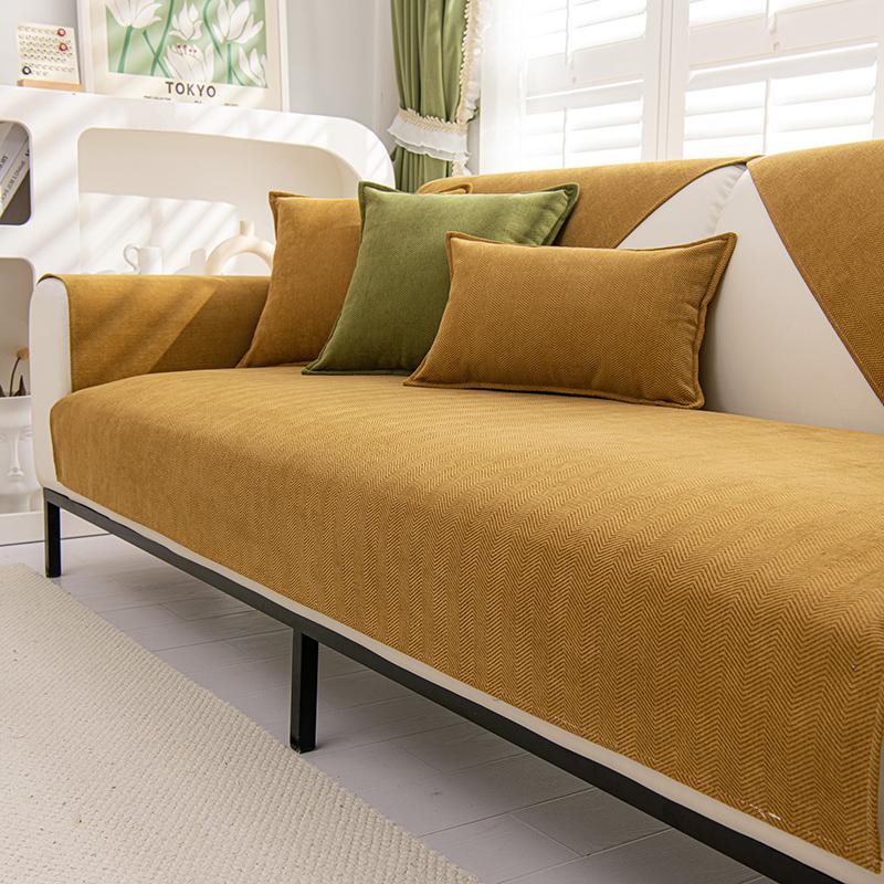Chenille-Texturen, Sofabezug, Handtuch, einfarbig, Wohnzimmer-Sofakissen, rutschfest, Couchkissen, Armlehnen-Rückenlehnenbezug, Heimdekoration