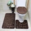 1 Set Cobblestone Pattern Toilet Lid Cover Super Soft Polyester Foldable Anti-skid Bath Mat for Home