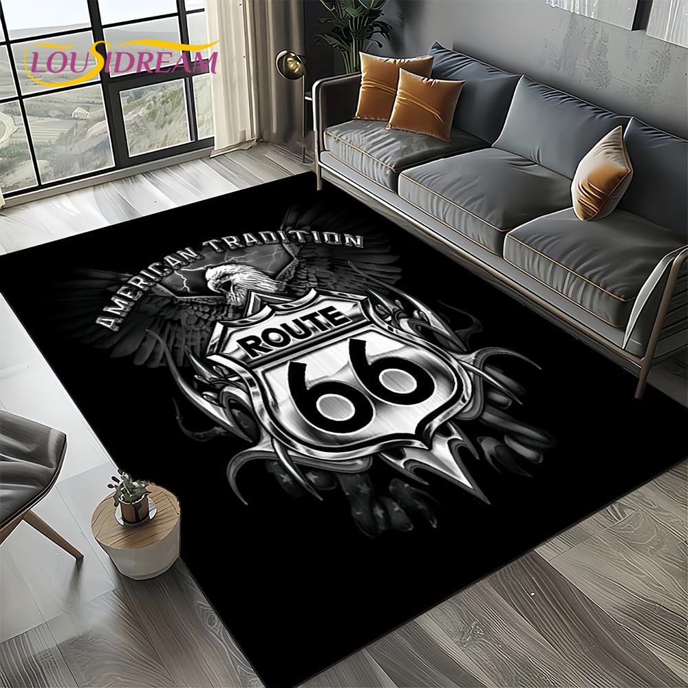 Retro America Historic Route 66,Mother Road,mãe EstradaCarpet Rug for Living Room Bedroom Home Sofa,Area Rug Non-slip Floor Mat