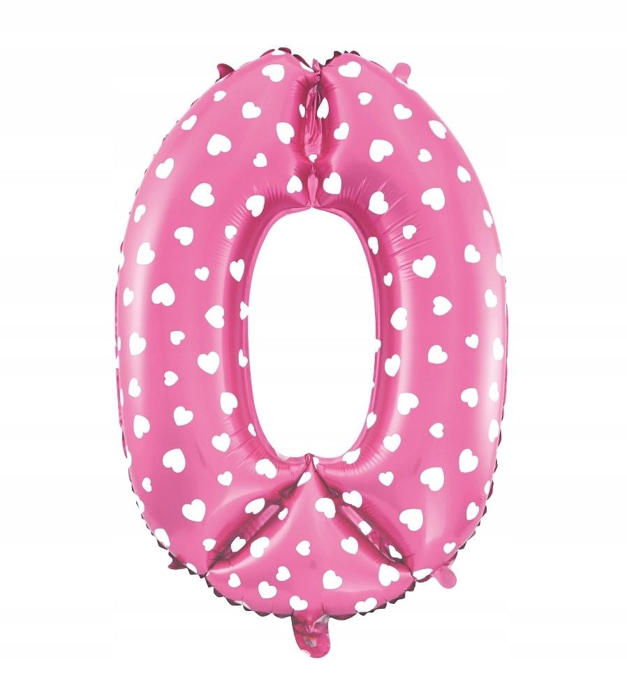 Balon Foliowy Cyfra Zero 0, Różowy, 40 Cm