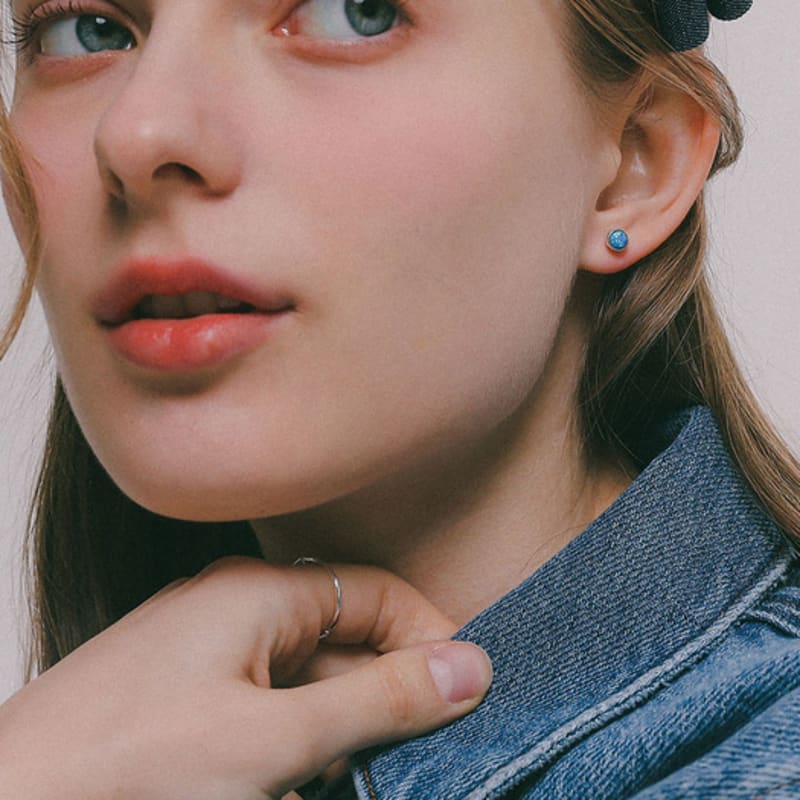 J.Lauren Blue Opal Silver Earrings M04029