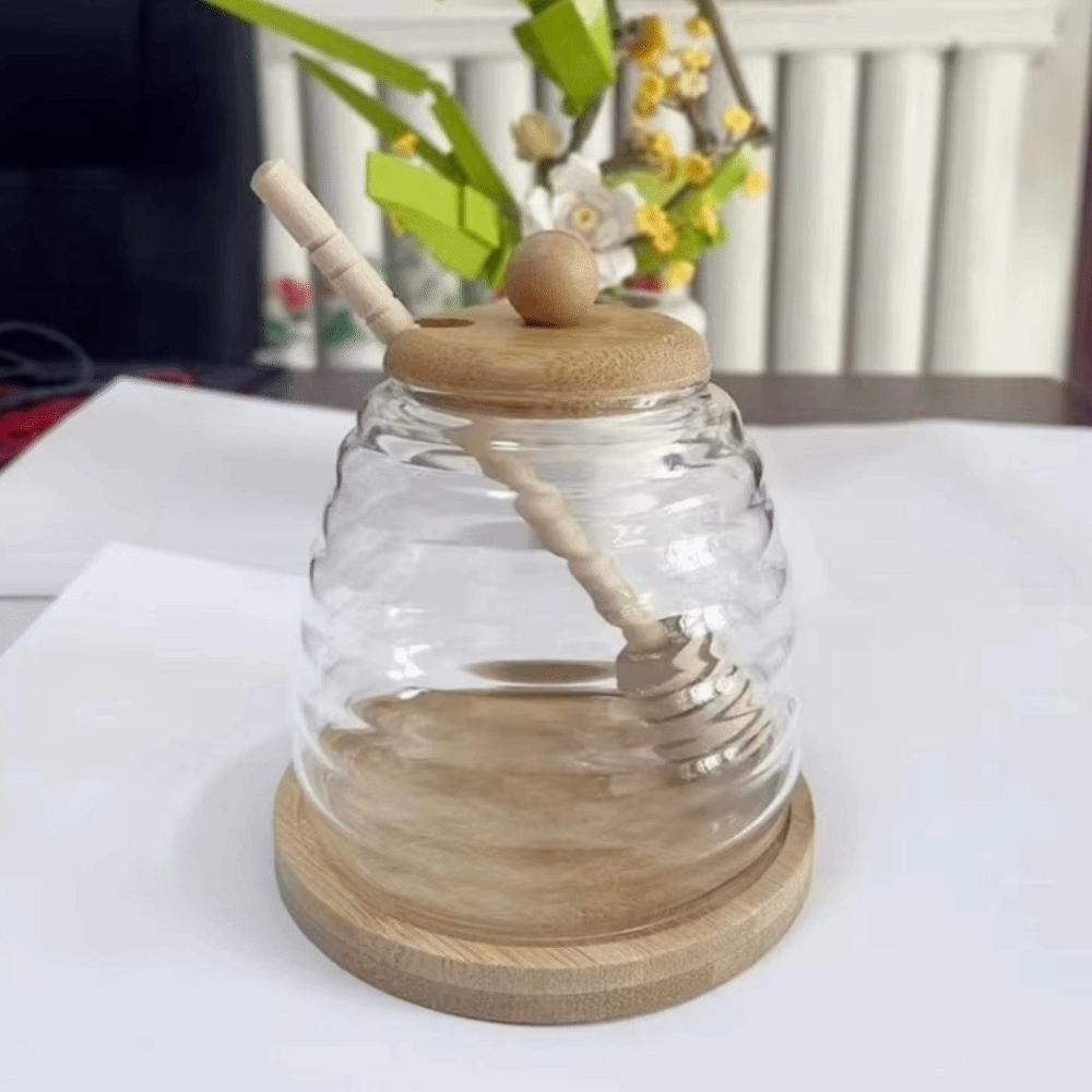 with Dipper and Lid Honey Storage Container 280/400/500ml Honey Pot Honey Jar  Food Presentation