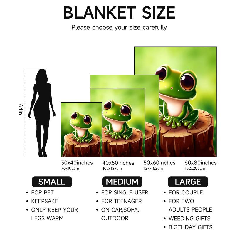 1 Piece Green Frog-themed Flannel Blanket, Soft, Suitable for Sofa, Bed, Office, All-season Use.