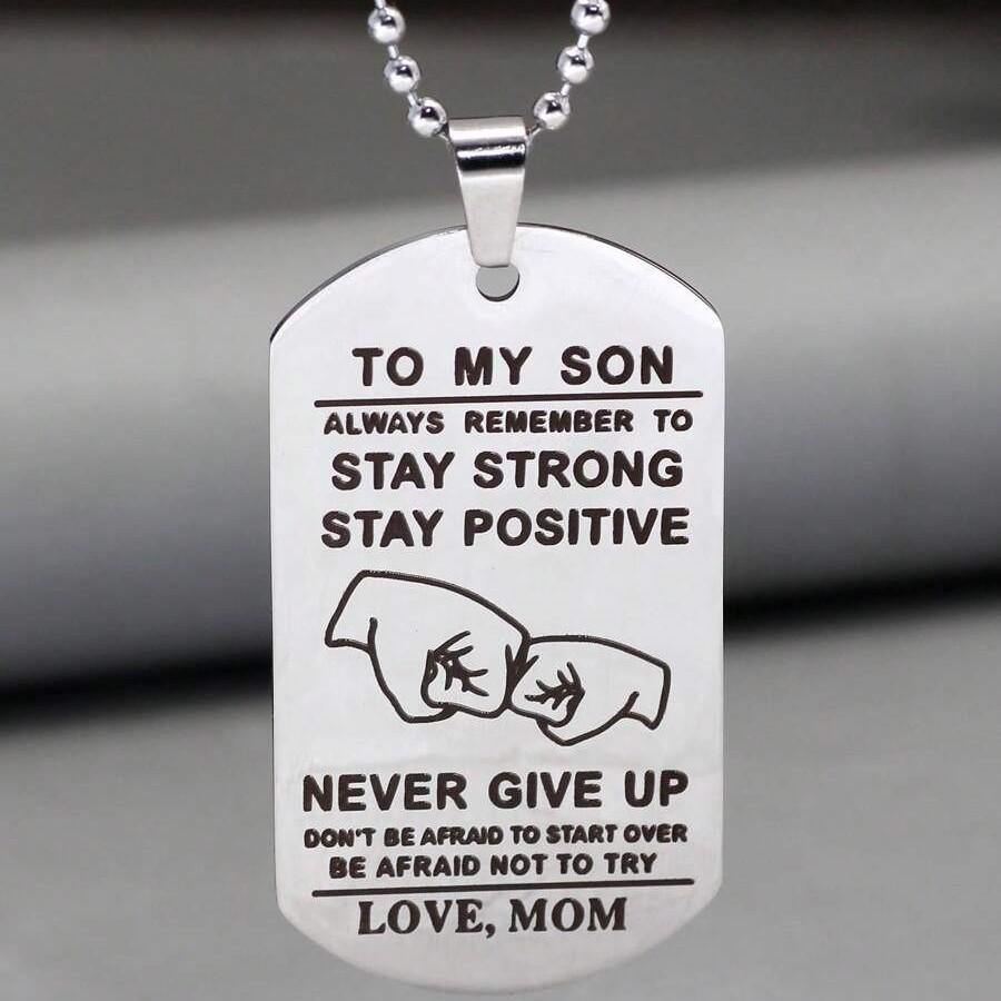 Simple Engraved Dog Tag Pendant Necklace Parent-child Intimate Gift