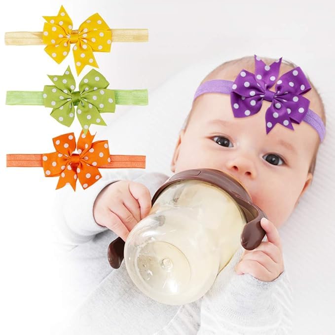 Soft and Elastic Bow Cotton Headband for Newborns and Infants (Pack of 10) - Multicolor