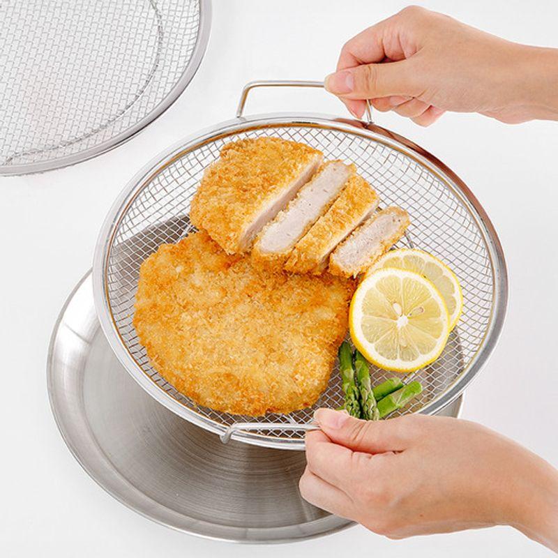 Wiedergeboren. J Tablett-Set mit Edelstahlgriffen 19cm / Netztablett Frittiernetz Tablett Teller