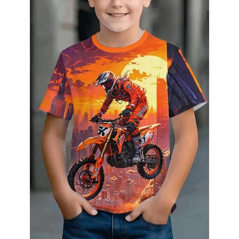 Fashion Children's Clothing Crew Neck Short Sleeve 3D Casual Color Printing Casual Short Sleeve Crew Neck T-Shirt