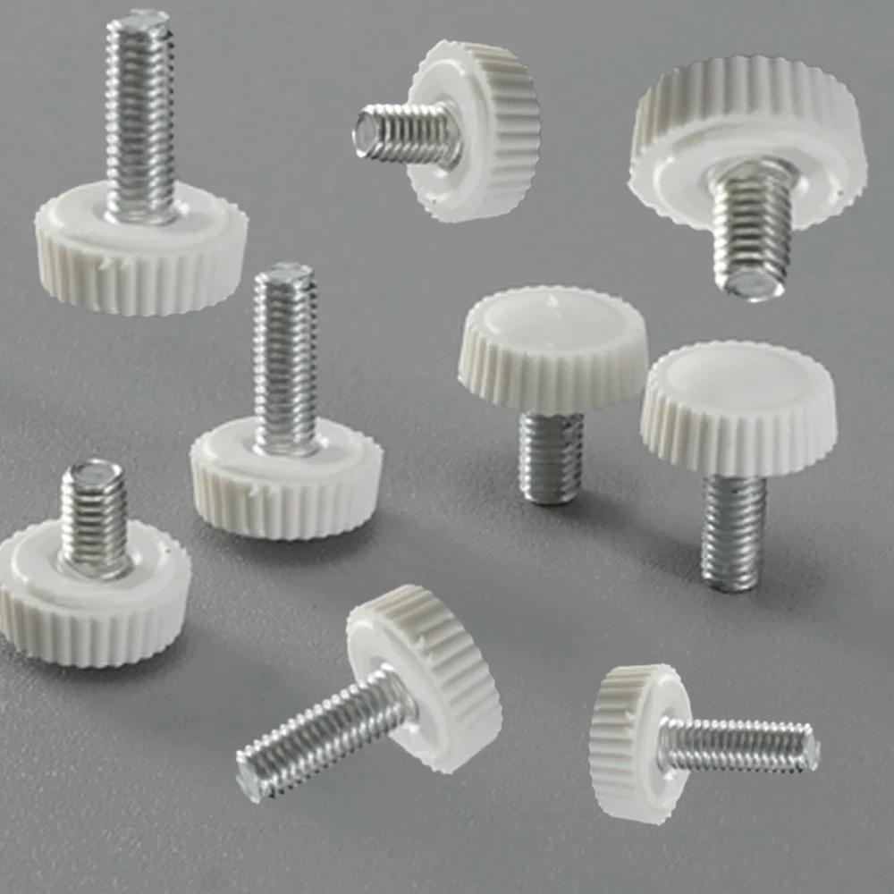 

2-20pcs M4 M5 M6 Black/White Round Knurled Rubber Thumb Screw Round Head Handle Hand Screw Plastic Tighten Bolt Nuts Knob M4&25mm (5pcs) білий