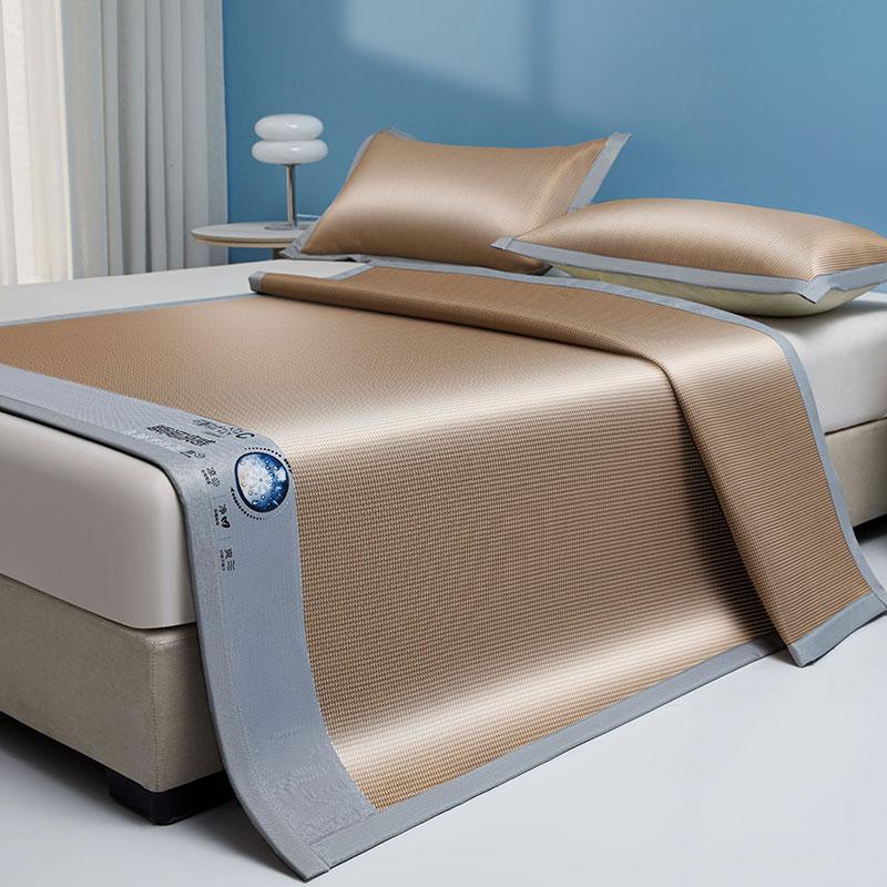 Summer Cooling Bed Pad Light Luxury Carbon Fibres Sleeping Cool Bed Mat Ice Silk Mats with Pillowcases Smooth Mattress Cover Set