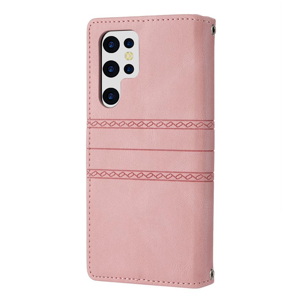 For Samsung Galaxy S25 Ultra Case Wallet Skin-Touch Leather Imprinted Phone Cover
