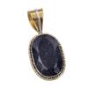Natural Blue Sunstone 925 Solid Sterling Silver Gift TwoTone Pendant 1.25" d5C35