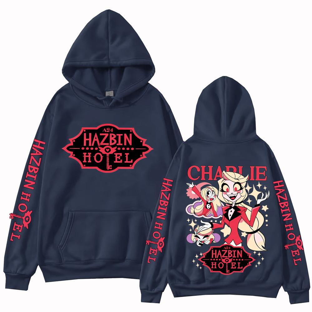 

Худи Hazbin Hotel Charlie Мужское Женское Харадзюку С длинным рукавом Пуловер Топы Толстовка Подарок M темно-синий