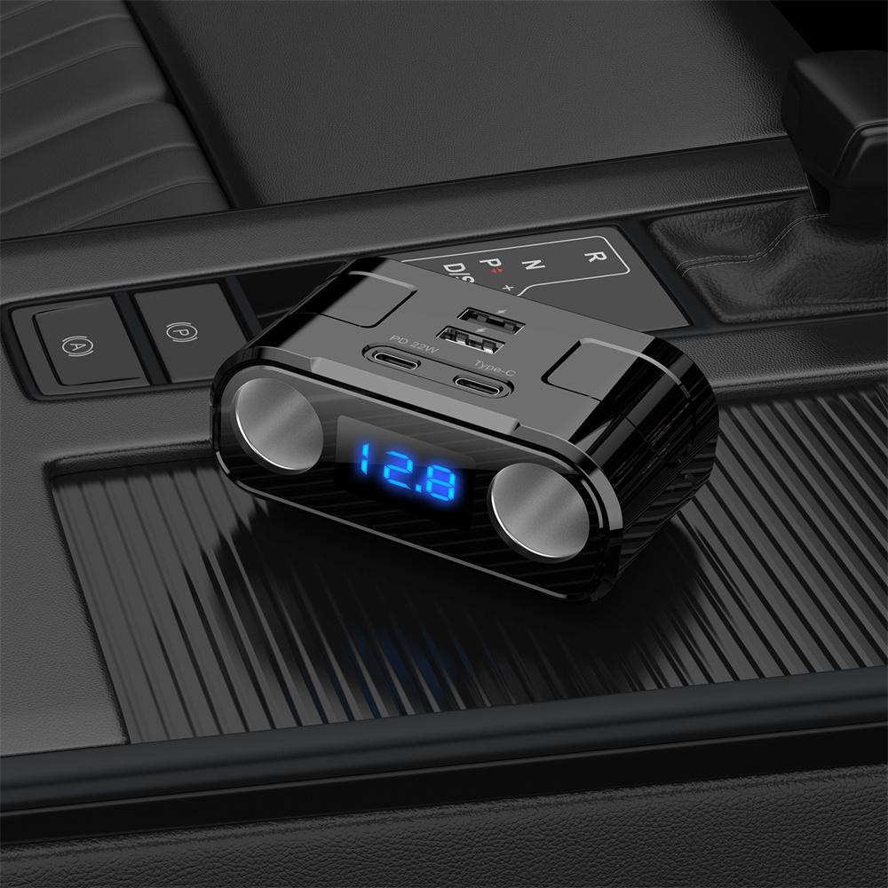 Car Charger Cigarette Lighter Socket Splitter Outlet Adapter LED Voltage Display