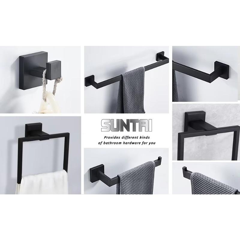 Bathroom Towel Bar Sets Matte Black 4-Piece Bathroom Hardware Set Stainless Steel Bath Accessories Kit. Wall Mounted,23.6 Inch