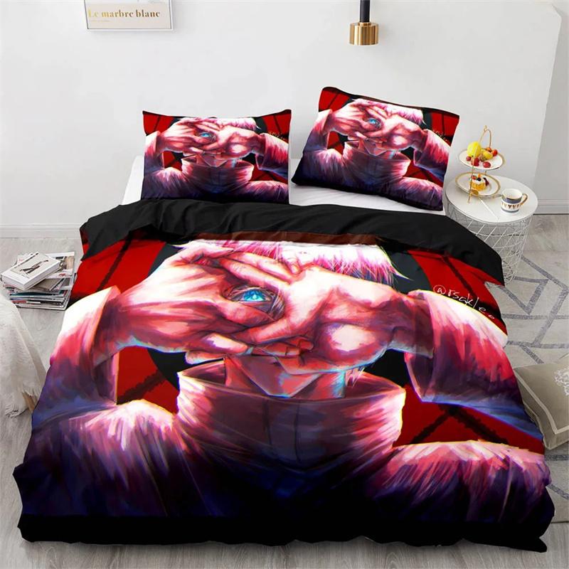 Sada povlečení na přikrývku Anime Jujutsu Kaisen Satoru Gojo s manželskou postelí velikosti King Queen Double Full Twin Single Size pro děti