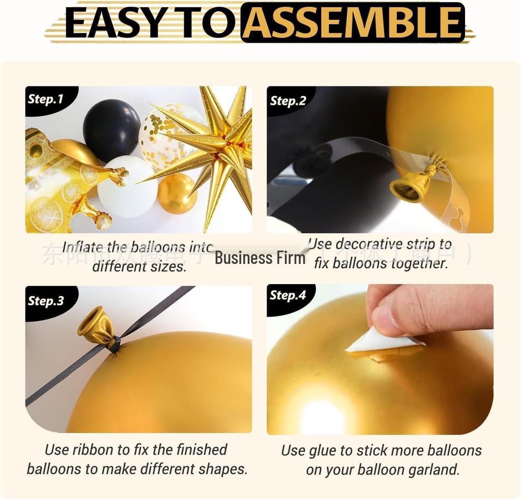 Black Gold Balloon Garland Arch Kit for Graduation or Birthday Decoration