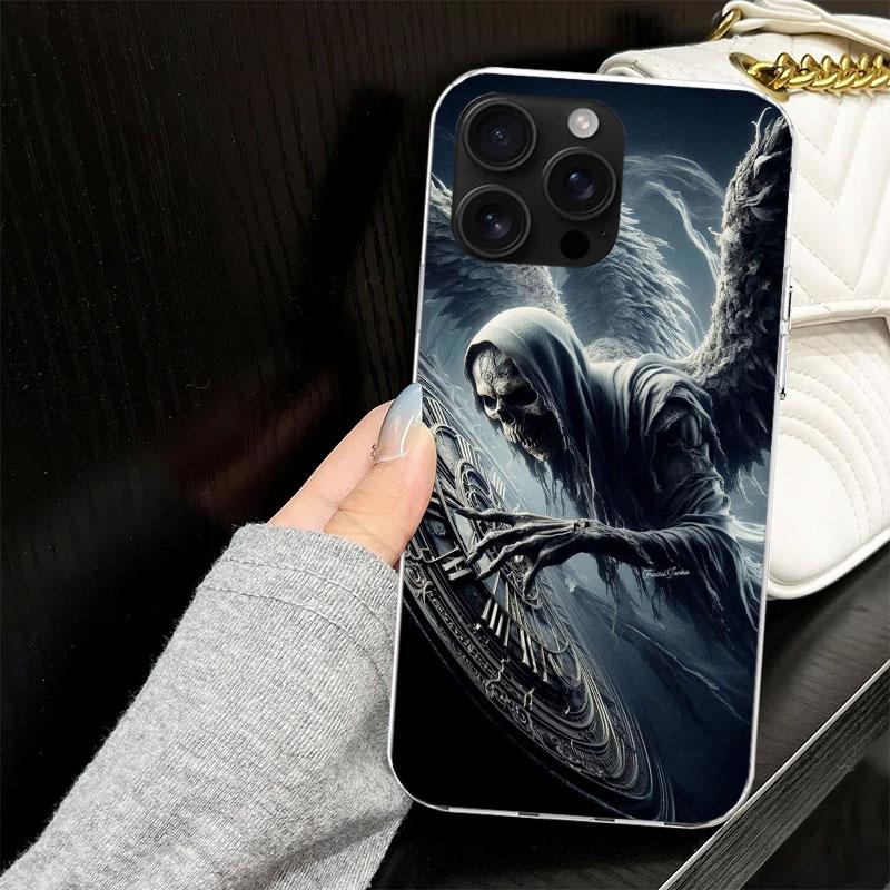 Death Grim Reaper Skull Scythe Case for iPhone 17 Air 16 16E 15 14 11 Pro Max Soft Phone Cover 12 13 Mini 7 SE 2020 8 Silicone B