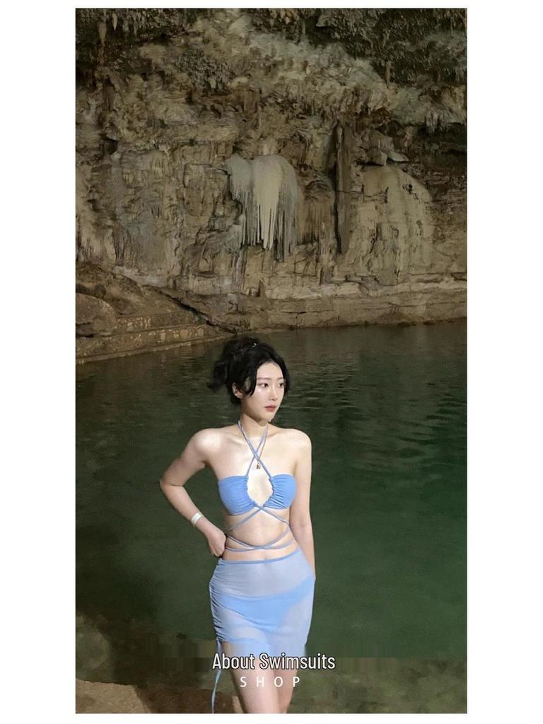 2025 Women's Plus Size Three-Piece Korean Hollow Out Bikini Swimwear