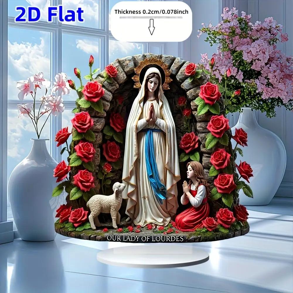 2D Flat Acrylic Lourdes Madonna Decoration, Indoor and Outdoor Decoration - No Battery/electricity Required, Free Day Decoration,