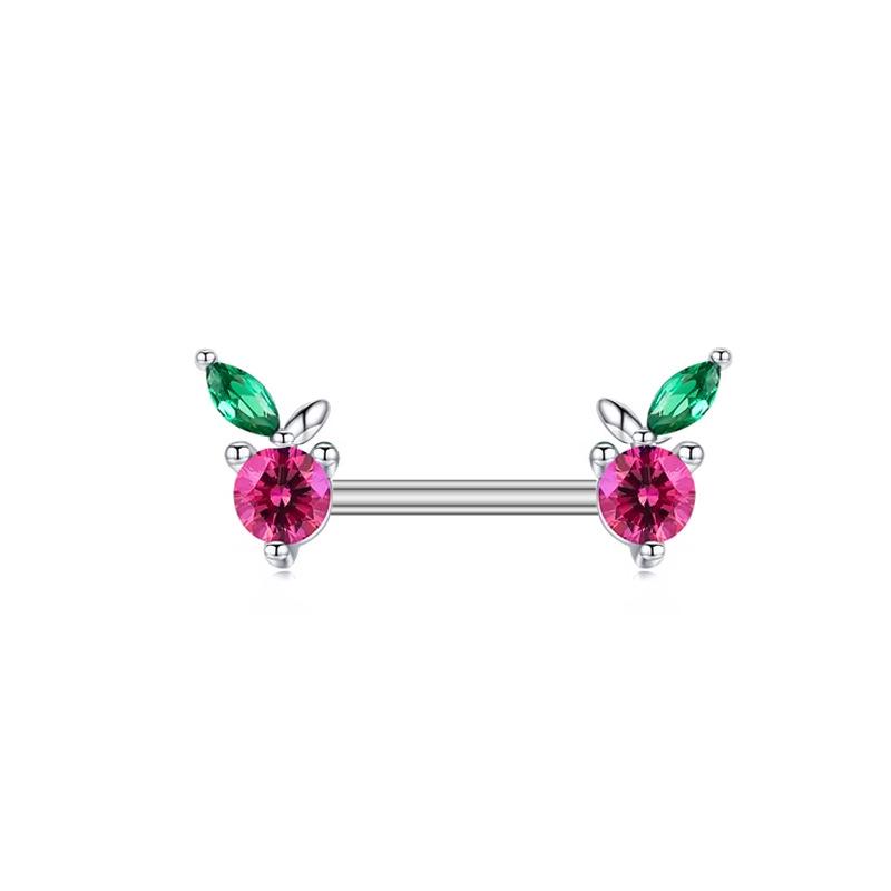 Heart-Shaped Zircon Nipple Rings & Barbells - European & American Fruit Series