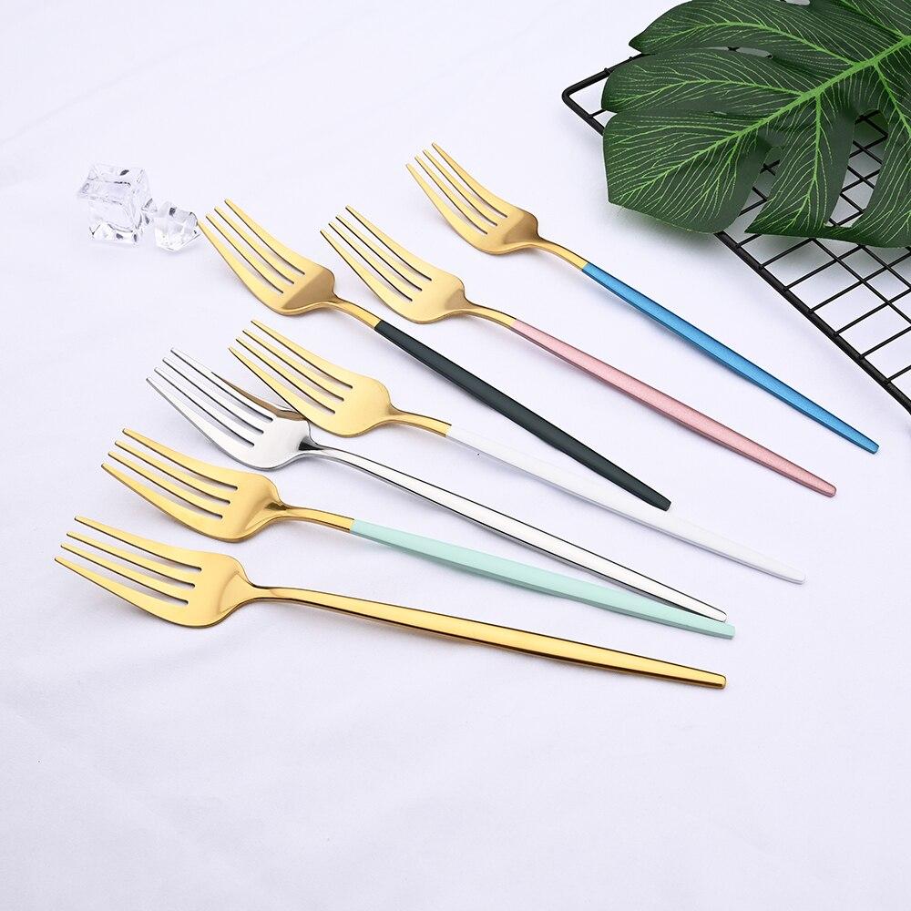 4 pz/set Oro Nero In Acciaio Inox Stoviglie Posate Da Tavola Coltello Colorato Forchetta Cucchiaino Posate Eco Friendly Per Il Partito