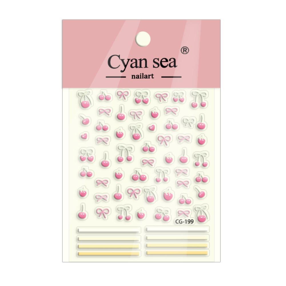 

DIY Fruits Nail Stickers Sweet Pink Blue DIY Manicure Decorations 5D Nail Decals Nail Making Type C