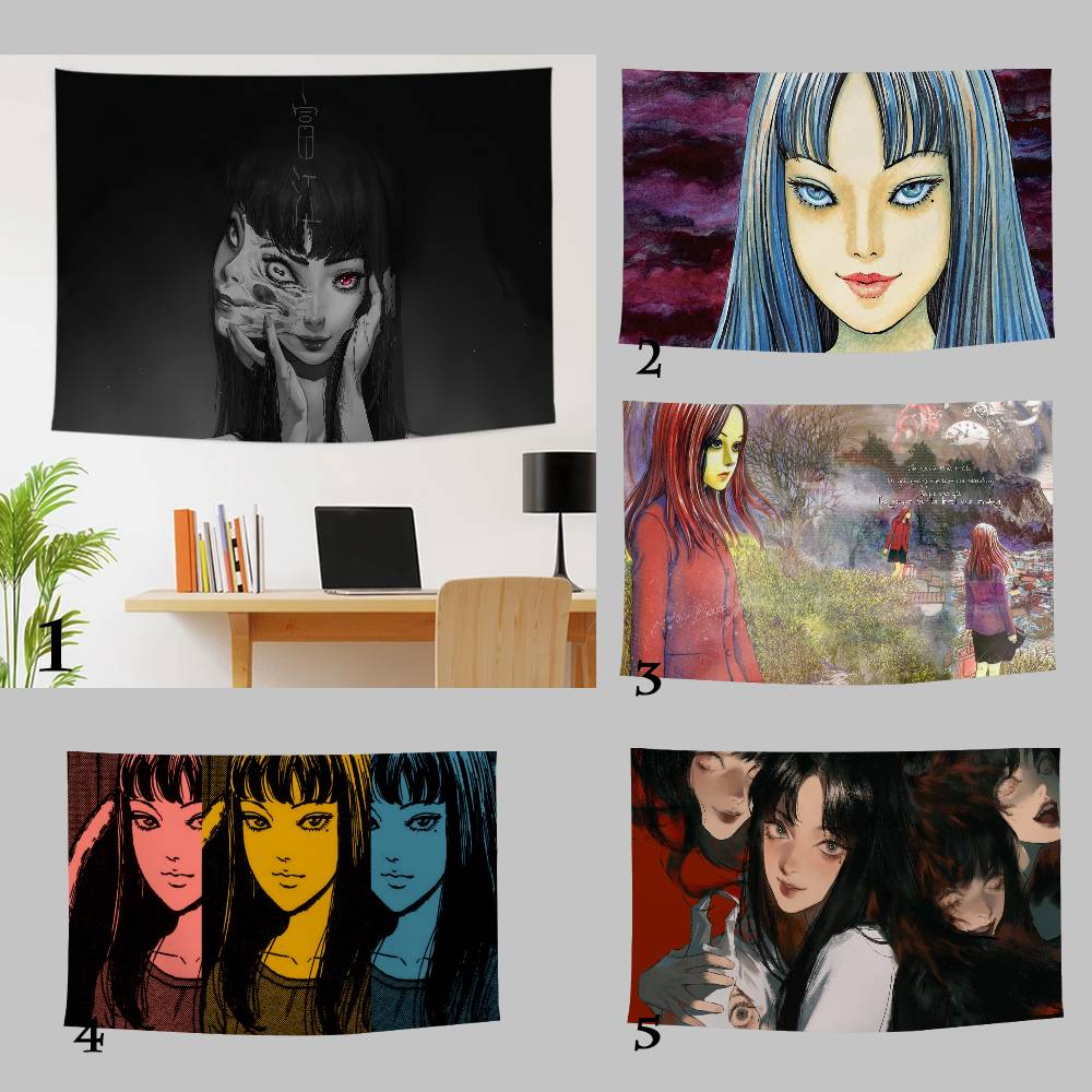 Anime Junji ItoI TomieT Horror Comics Colorful Tapestry Wall Hanging Bohemian Wall Tapestries Mandala Wall Hanging Sheets