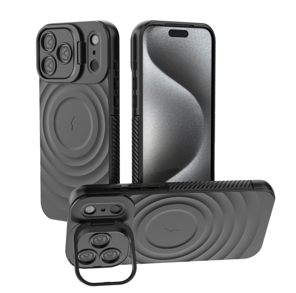 iPhone 17 Pro Max Case: Wave Pattern Anti-Drop, Lens Cover, Invisible Stand