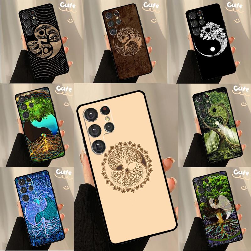 Tree of Life Yin Yang Cover For Samsung Galaxy S23 S21 S22 Ultra S20 FE S8 S9 S10 Plus Note 10 Note 20 Ultra Case