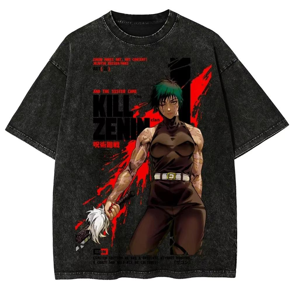 

Maki Zenin T Shirt Jujutsu Kaisen Men Acid Wash Kill Zenin Clan Anime Graphic Streetwear Cursed Tool Vintage Bootleg Tee Unisex 2XL