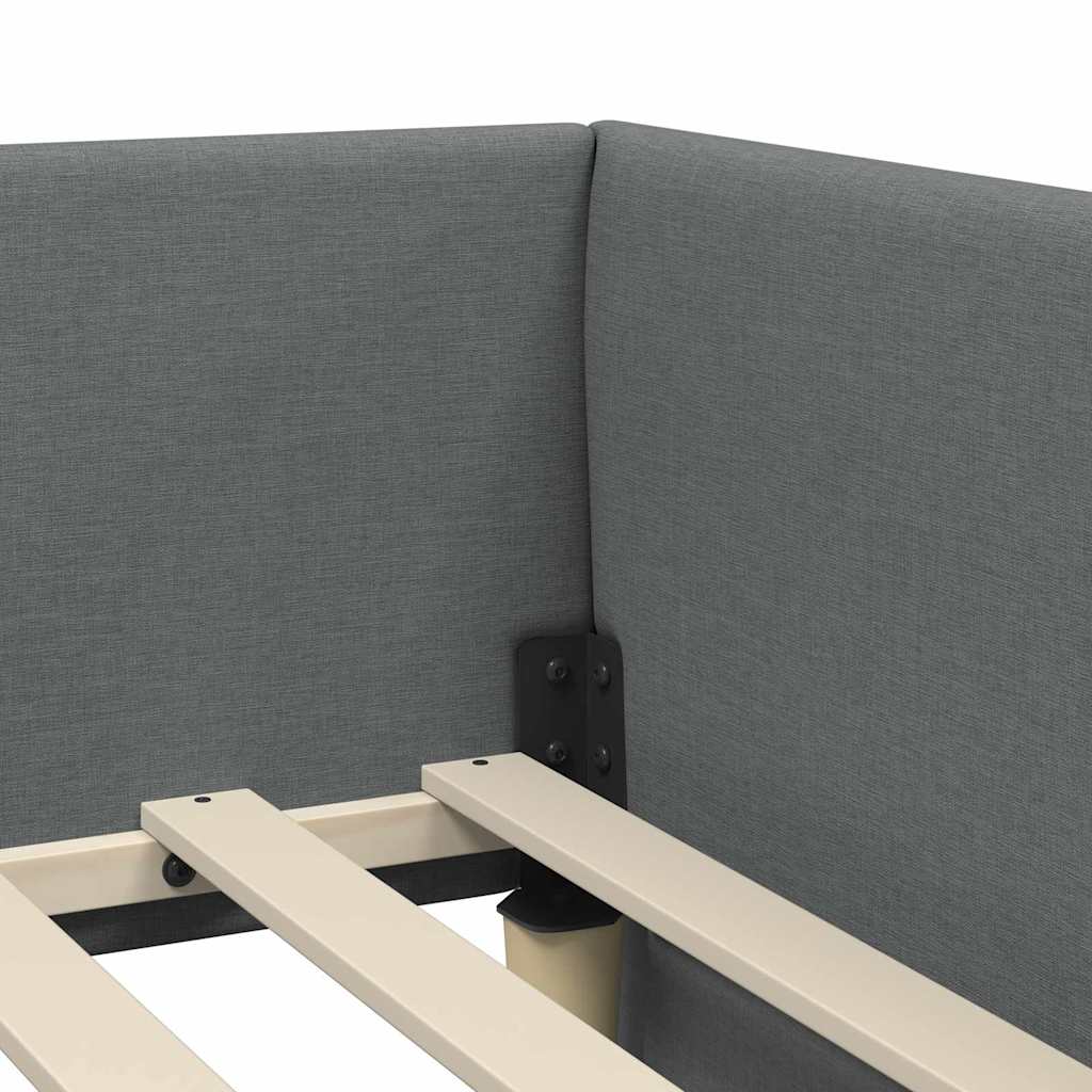 Corner Bed Frame with Mattress 2 pcs Grey Fabric