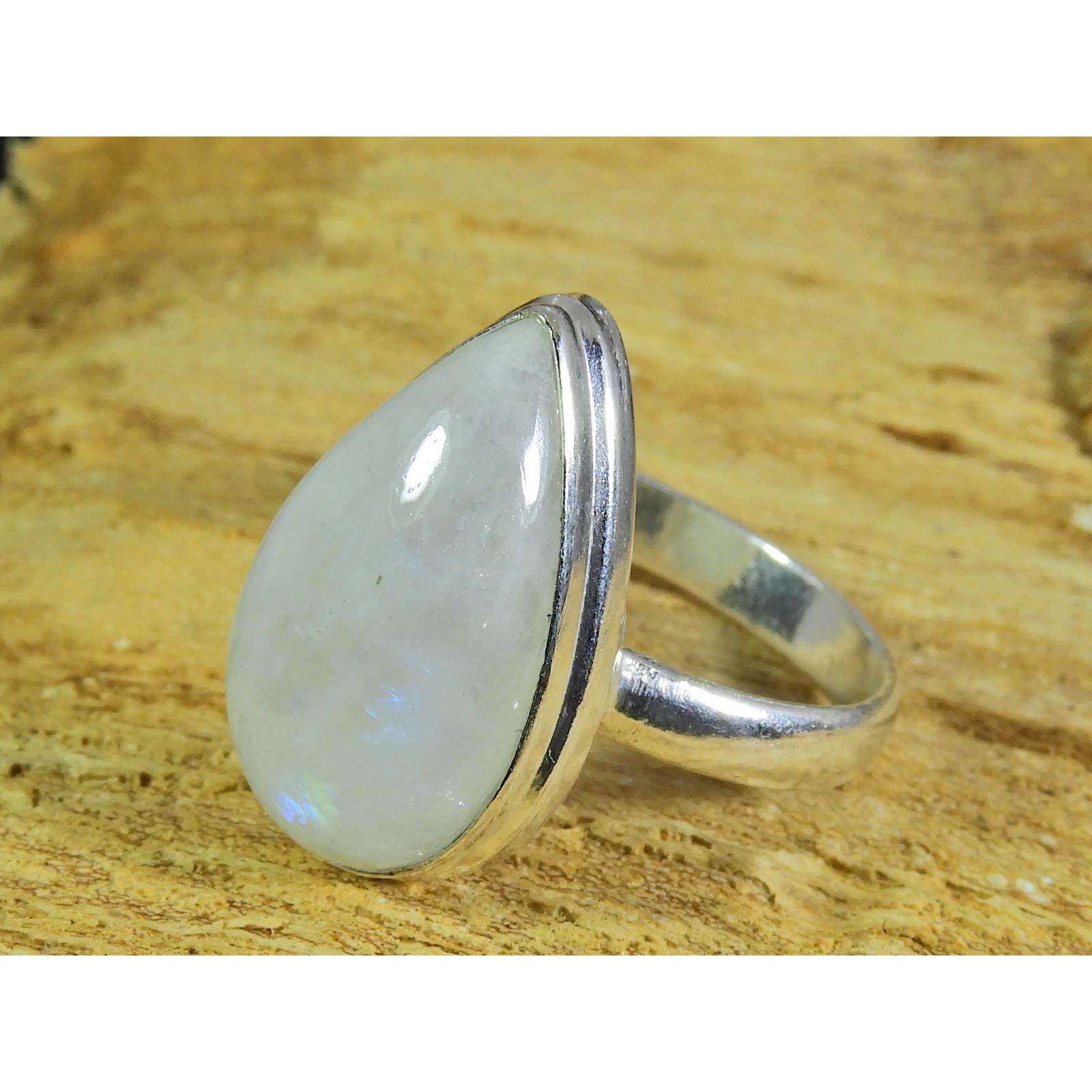 

Natural Rainbow Moonstone 925 Solid Sterling Silver Ring Size US-7.5 PG-06