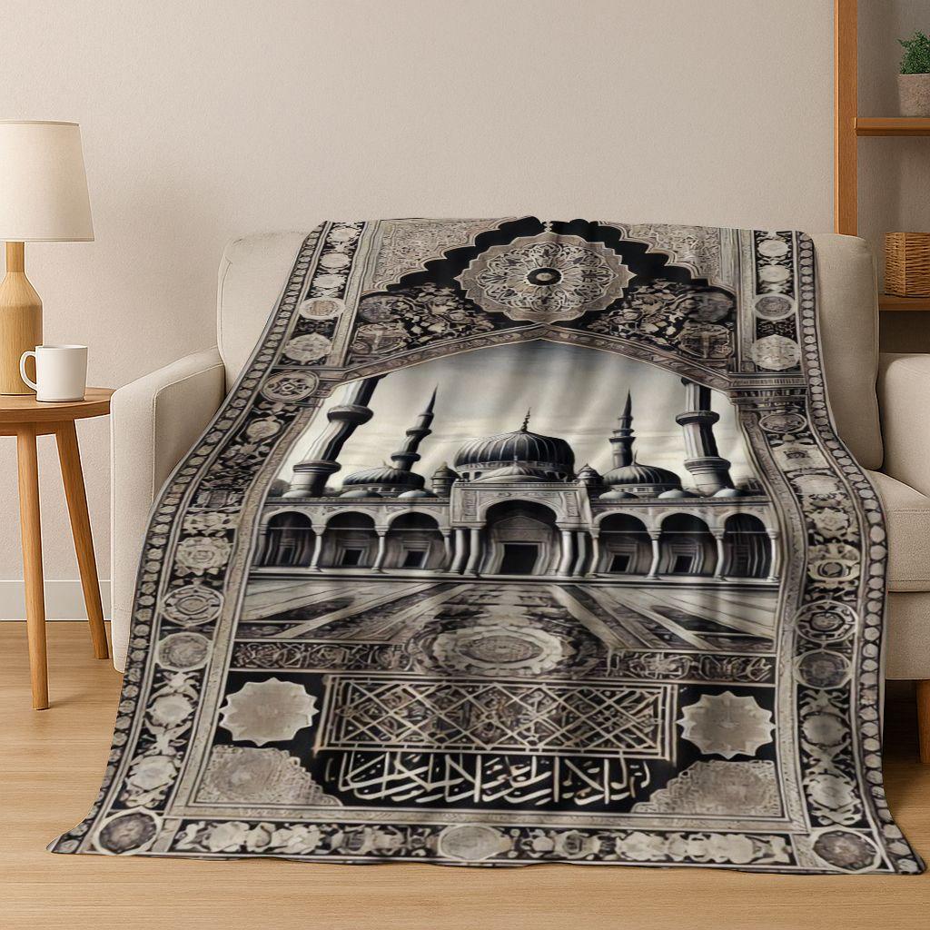 3D Islam Faith Prayer Muslim Calligraphy Flannel Blanket,Cozy Soft Throw Blanket for Home Bedroom Bed Sofa Picnic Cover Gift Kid