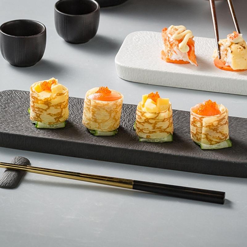 Multipurpose Ceramic Serving Dish Rectangular Plate For Sushi Appetizers Dessert Household Snacks Plate Easy To Clean