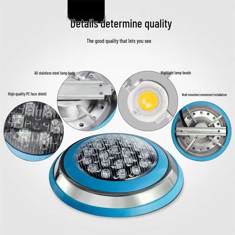 Stainless Steel Wall-Mounted Underwater LED Pool Light, 12V/24V, Remote Control
