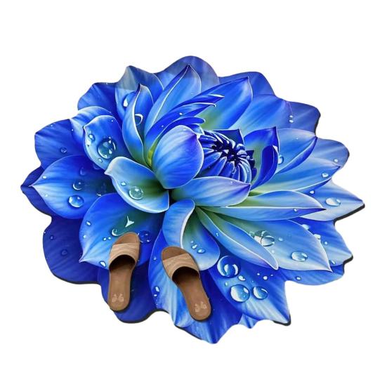 3D Flower Area Rug Realistic 3D Floral Pattern Plush Floor Mat Non-Slip Soft Velvet Bathroom Mat for Living Room Bedroom Kitchen Entryway