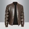 Men's Stand Collar Motorcycle Leather Jacket - Spring/Autumn, Casual & Stylish for Teens and Adults.
