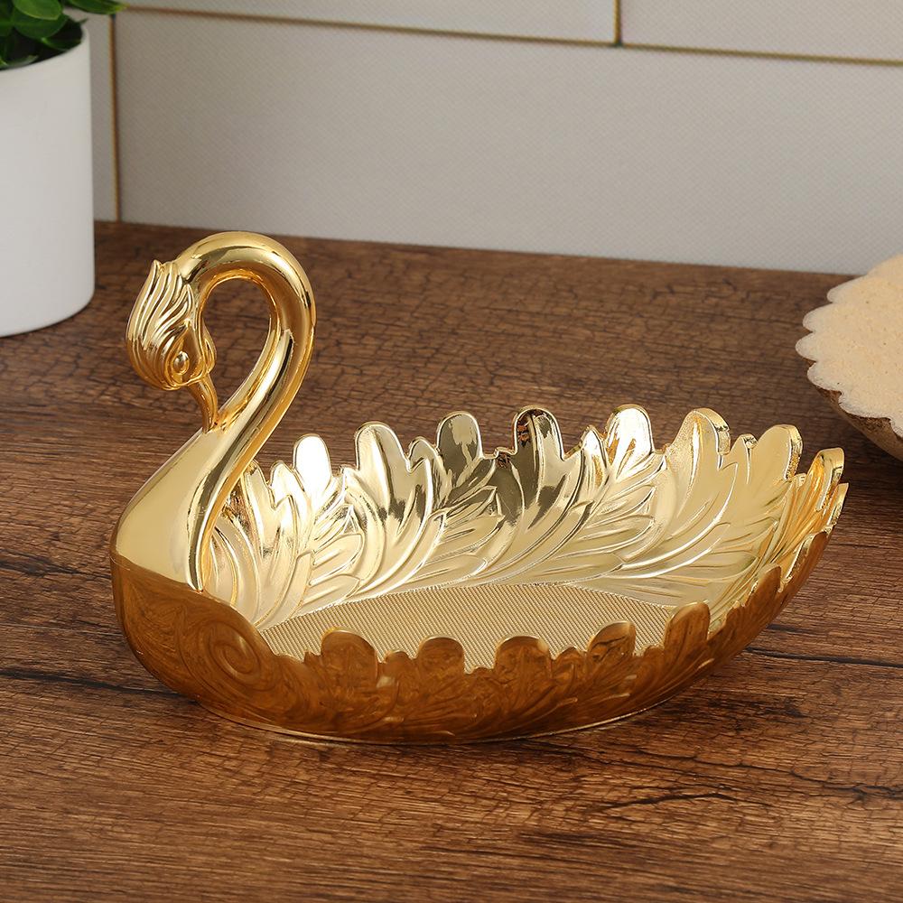 

Metal Tray Peacock Fruit Plate Nut Box Dried Fruit Platter Candy Tray Snack Bowl Storage Trays Pastry Plate Dessert Plates Dish золотой