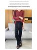 Women's High-Waisted Wide-Leg Knit Pants - Warm, Thick, Casual Floor-Length with Drawstring