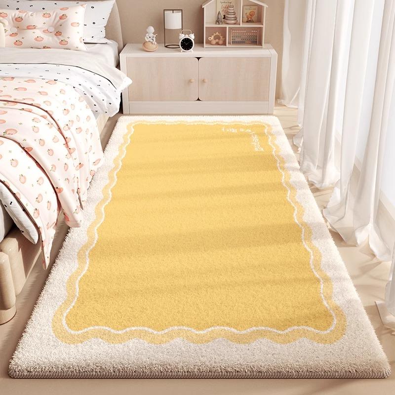 Korean Runner Rug Modern Simple Fluffy Bedside Carpet Fashion Light Luxury Ins Cream Style Home Decoration Sofa Mats  Alfombra